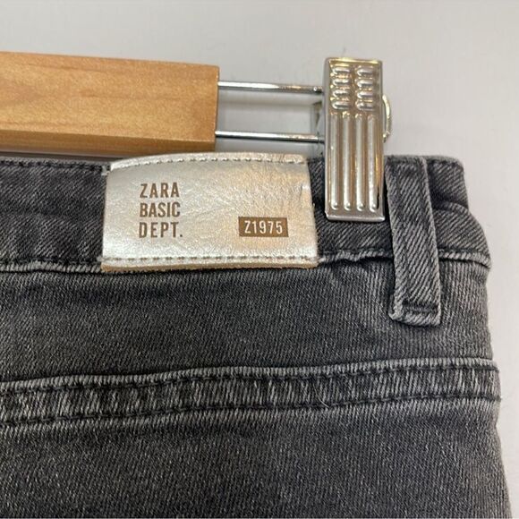 Zara Black Gray Jeans Black Pearl Cuff Hem Detailing - Picture 10 of 10